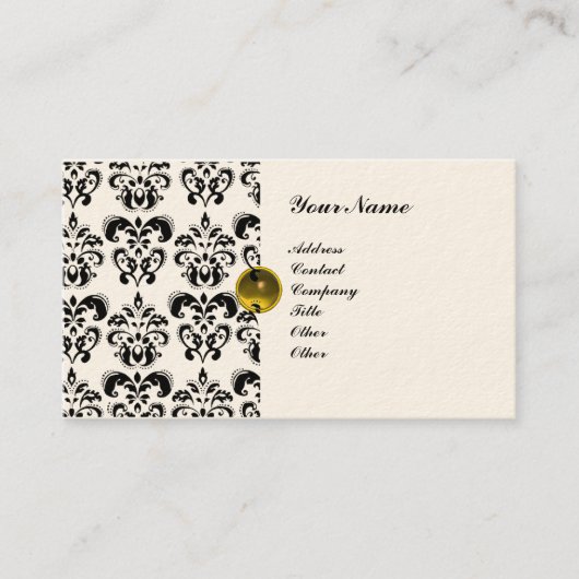 KLASSISCHE DAMASK-MONOGRAM-Metallcreme Visitenkarte (Vorderseite)