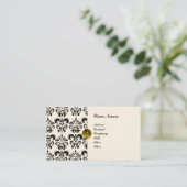 KLASSISCHE DAMASK-MONOGRAM-Metallcreme Visitenkarte (Stehend Vorderseite)