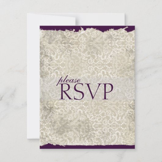 Klassische Damask RSVP-Karten, Lila RSVP Karte (Vorderseite)