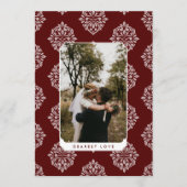 Klassische Damast-Elegant-Script-Valentinstag-Kart (Vorderseite)