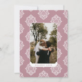 Klassische Damast-Elegant-Script-Valentinstagskart (Vorderseite)