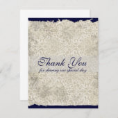 Klassische Damast-Hochzeit danken Ihnen Dankeskarte (Vorne/Hinten)