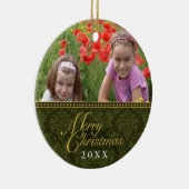 Klassische Damast-WeihnachtsFoto-Verzierung Keramikornament (Rechts)