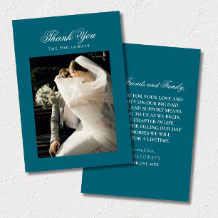 Klassische Dankeskarten für Hochzeitsfotos in Teal Dankeskarte
