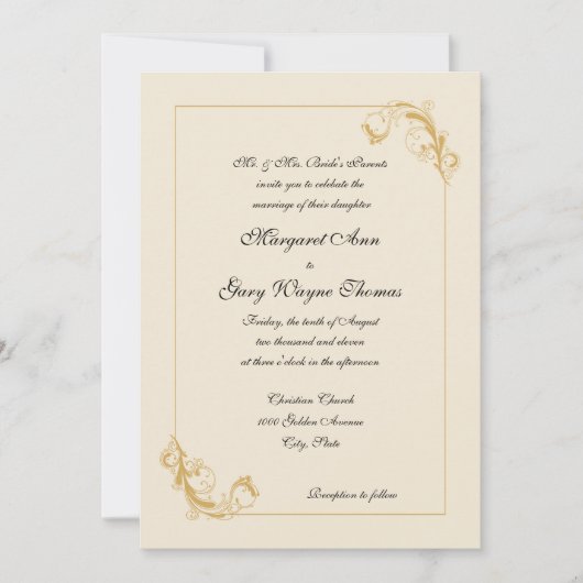 Klassische dekorative Grenzhochzeits-Einladung Einladung (Vorderseite)