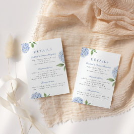 Klassische Details des Blue Hydrangea, kleine Begleitkarte
