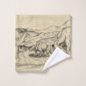 Klassische Dinosaurier Badhandtuch Set (Waschlappen)