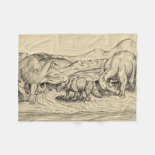 Klassische Dinosaurier Fleecedecke (Vorderseite (Horizontal))