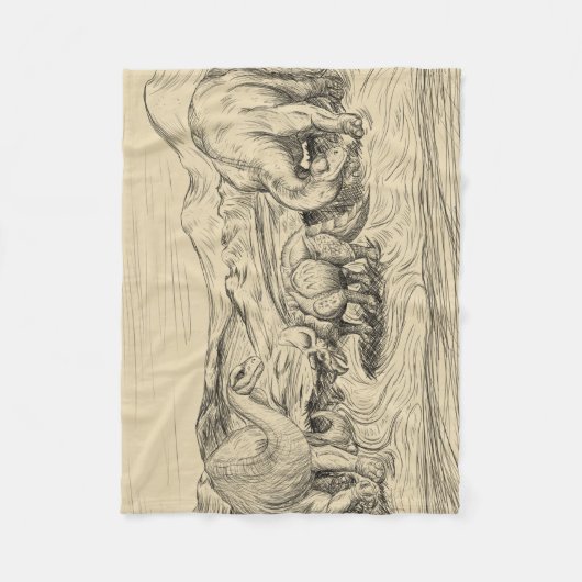 Klassische Dinosaurier Fleecedecke (Vorderseite)