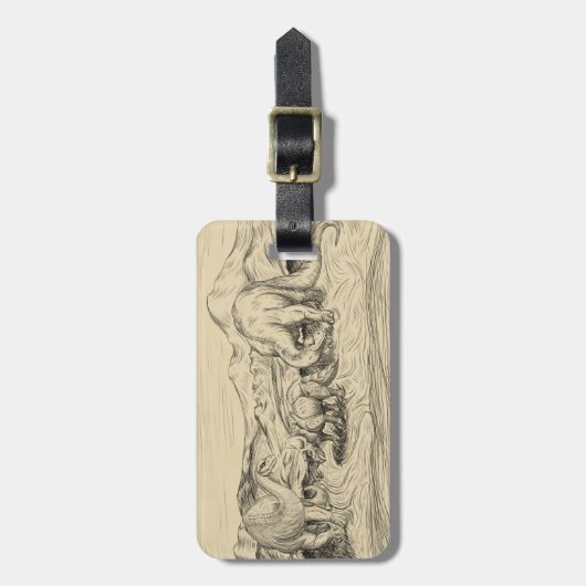 Klassische Dinosaurier Gepäckanhänger (Vorderseite vertikal)