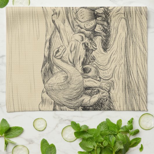 Klassische Dinosaurier Geschirrtuch (Gefaltet)