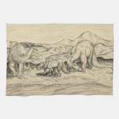 Klassische Dinosaurier Geschirrtuch (Horizontal)