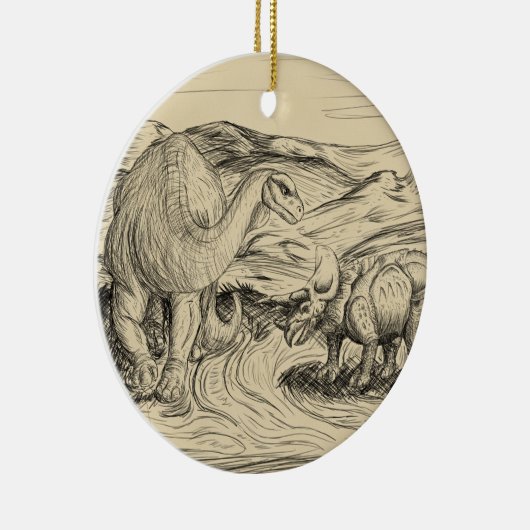 Klassische Dinosaurier Keramik Ornament (Rechts)