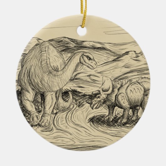 Klassische Dinosaurier Keramik Ornament (Vorne)