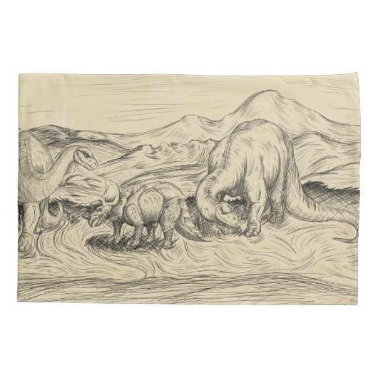 Klassische Dinosaurier Kissenbezug (Rückseite-Links)