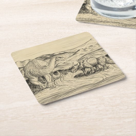 Klassische Dinosaurier Rechteckiger Pappuntersetzer (angewinkelt)