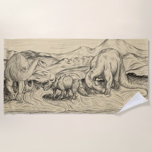 Klassische Dinosaurier Strandtuch (Vorderseite)