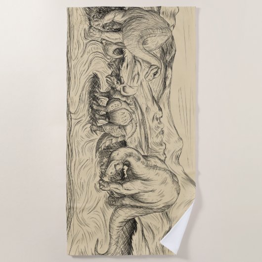 Klassische Dinosaurier Strandtuch (Vorderseite)