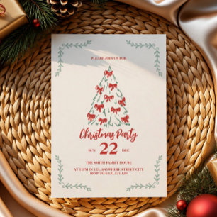 klassische Doodle-Weihnachtsbaum-Party-Einladung Einladung