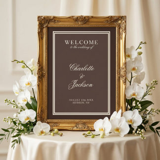 Klassische dunkelbraune Hochzeit im Stil des alten Poster