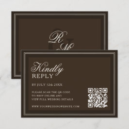 Klassische dunkelbraune Hochzeit im Stil des alten RSVP Karte