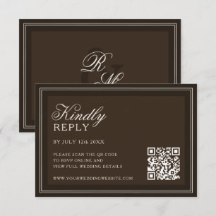 Klassische dunkelbraune Hochzeit im Stil des alten RSVP Karte