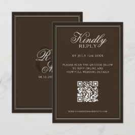 Klassische dunkelbraune Hochzeit im Stil des alten RSVP Karte