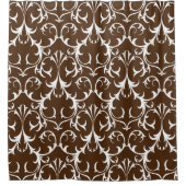 Klassische dunkelbraune und weiße Damaske Duschvorhang (Vorderseite)