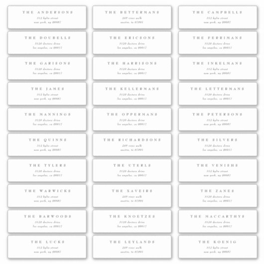 Klassische Dunkelgraue individuelle Hochzeitsadres Aufkleber (Vorderseite)