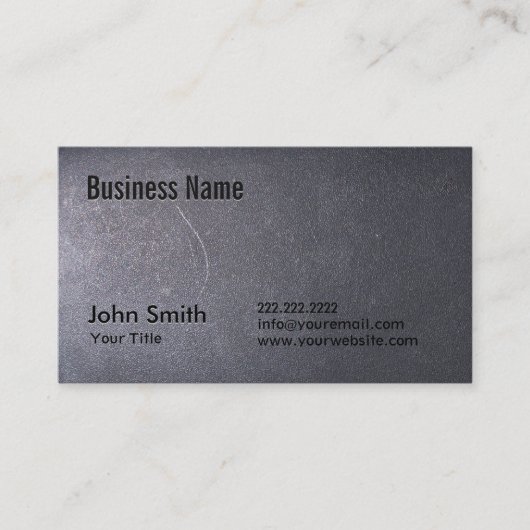 Klassische dunkelgraue Ledertextur-Visitenkarte Visitenkarte (Vorderseite)