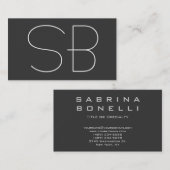 Klassische dunkelgraue Monogramm-Standardkarte Visitenkarte (Vorne/Hinten)