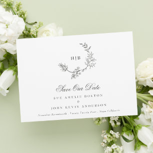 Klassische dunkelgraue Monogramm-Wraath-Classic-Ho Save The Date