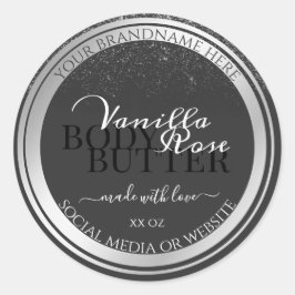 Klassische dunkelgraue und silberne Produktverpack Runder Aufkleber