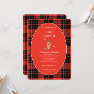 Klassische dunkelrote karierte Babyparty-Einladung Einladung