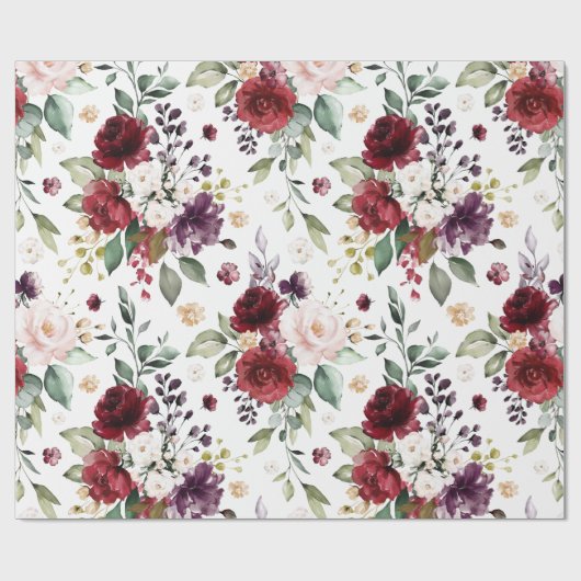 Klassische dunkelrote Lila Wasserfarbe Geschenkpapier (Flach)