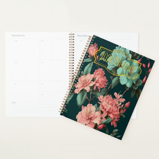 Klassische dunkle Botanicals und blaue und rosa Fl Planer (Anzeige)