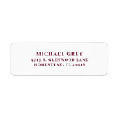 Klassische Dunkle Burgund Moderne Rücksendeadresse (Vorne)