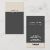 Klassische dunkle Grau- und Beige-Social Media-Ver Visitenkarte (Vorne/Hinten)