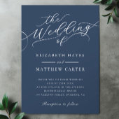 Klassische Dunkle Navy Blue Script Hochzeit Einladung