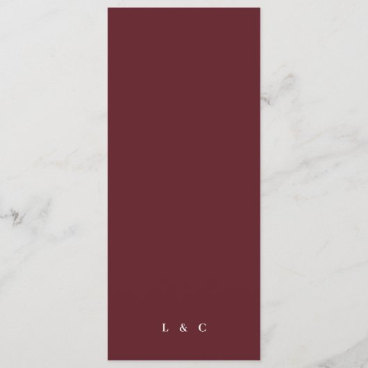 Klassische Dunkle Rote Pflaume Burgundy Calligrafy Menükarte (Rückseite)