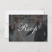 Klassische dunkle Überlagerung | QR-Code Foto Hoch RSVP Karte (Rückseite)