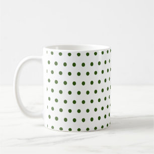 Klassische Dunkle Waldgrüne Polka-Punkte auf Weiß Kaffeetasse