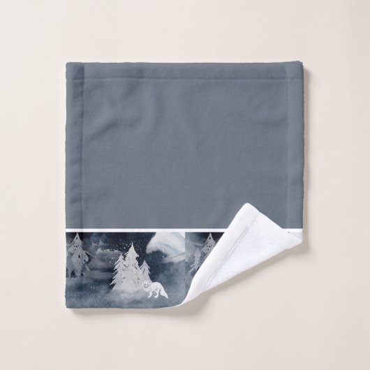Klassische dunkle Winterszene mit Fuchs Weihnachte Badhandtuch Set (Waschlappen)