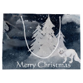Klassische dunkle Winterszene mit Fuchs Weihnachte Große Geschenktüte (Rückseite)