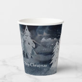 Klassische dunkle Winterszene mit Fuchs Weihnachte Pappbecher (Vorderseite)