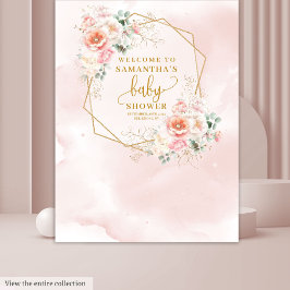 Klassische Dusche in Rosa Blütendusche im Hintergr Wandteppich