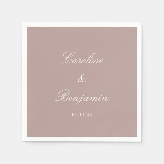 Klassische Dusty Mauve Script-Elegant Hochzeit Cus Serviette (Vorderseite)