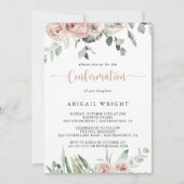 Klassische Dusty Pink Rose Blumenbestätigung Einladung (Vorderseite)