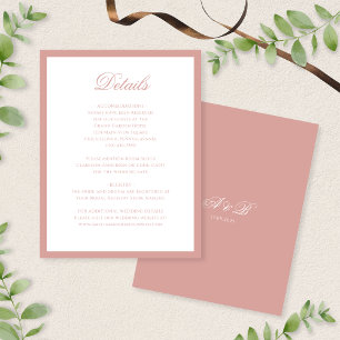Klassische Dusty Rose-Monogramm-Schrift Hochzeitsd Begleitkarte