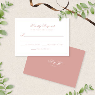 Klassische Dusty Rose Monogramm-Schriftzug-Rand Ho RSVP Karte